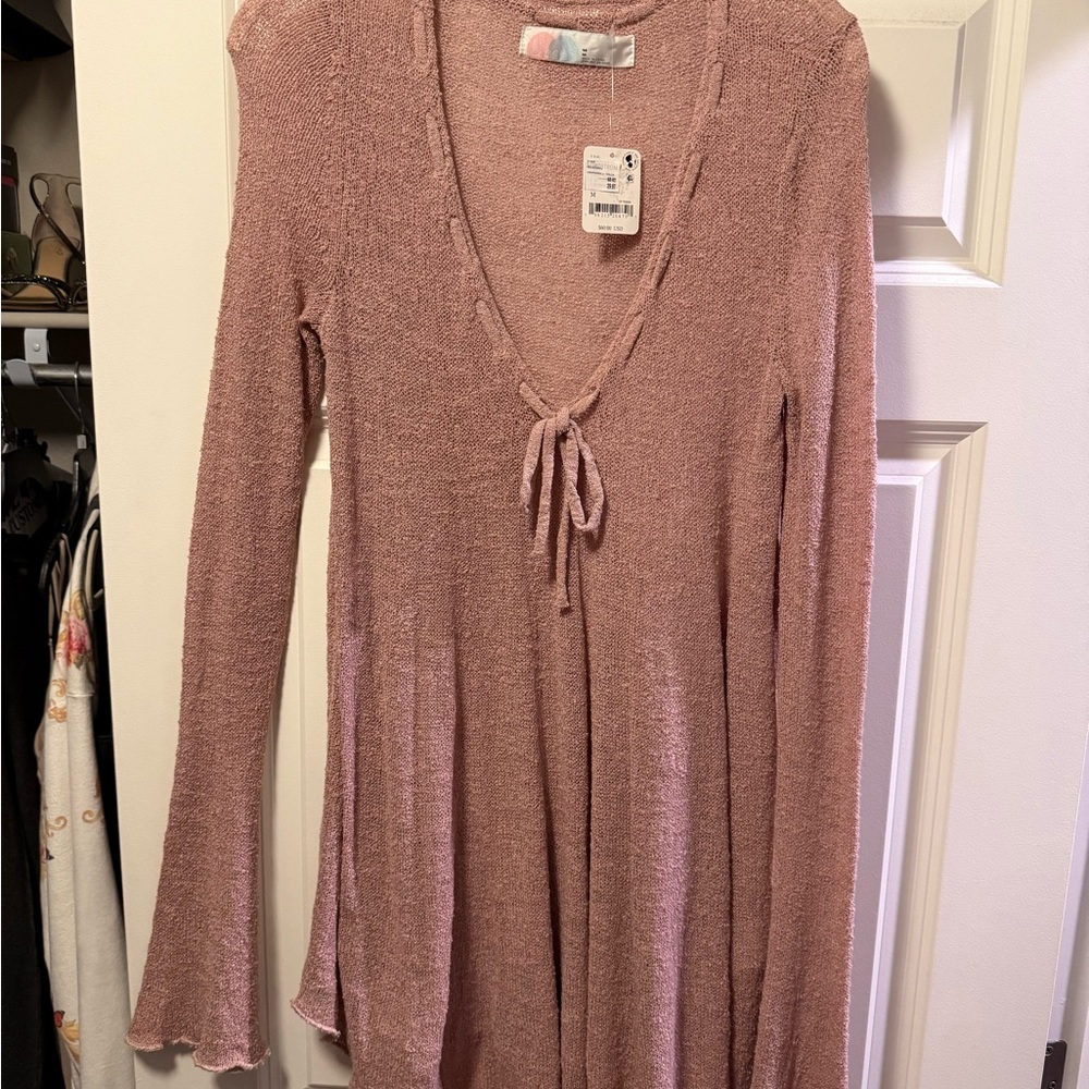 Free People Textured Beige Knit Top